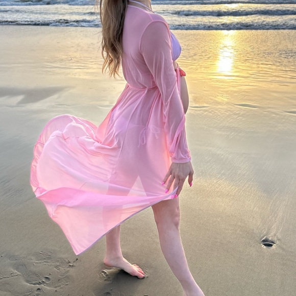 Intimates & Sleepwear Candy Pink Sheer Long Duster Hollywood Robe